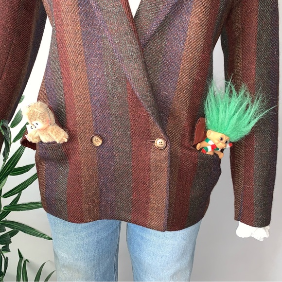 v i n t a g e :: Unique 70s Striped Wool Tweed Blazer ILGWU Union - Picture 13 of 14